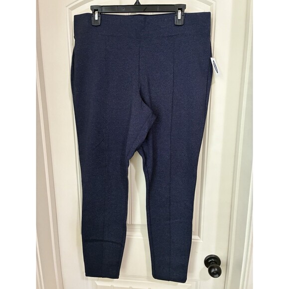 OLD NAVY WOMENS STEVIE HIGH RISE PONTE PULL ON PANTS SIZE XL NWT BLUE SPECKLED - Picture 1 of 2